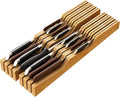 Knife Drawer Organizer (Natural, 12 Knives + 1 Sharpening Steel) | Bamboo Wood Drawer Knife Organizer, Bamboo Wood Block Organizer, Protecting Knife Organizer Block