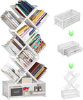 Gintan 9-Tier Corner Bookshelf with Storage,Bedroom Shelves Folding Bookshelves,No Installation Required Shelf Tree Bookcase for Living Room,Study,Home Office,Bed Room (White)