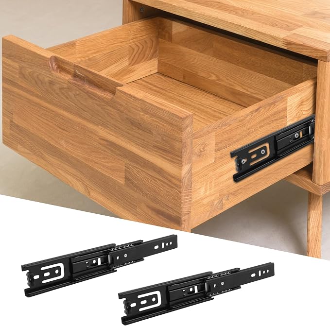 8 Pair 6 Inch Black Soft Close Drawer Slides, Heavy Duty Drawer Slides, Ball Bearing 3 Folds Full Extension, Used in Keyboard Trays, Table Drawers, Shelves, Nightstands, and More, by GENHAKON