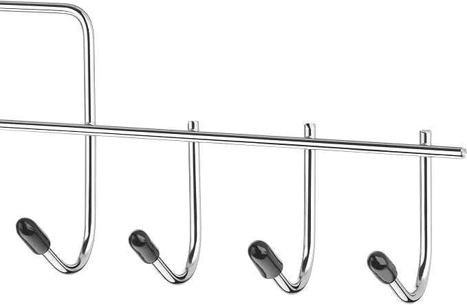 Whitmor Clothes Hanger, 10 Hook Accessory Hanger, Chrome Metal Tie Hanger for Closet, Belt, Ties, Scarves Organizer and Rack, Space Saving Closet Accessories, Black Tips