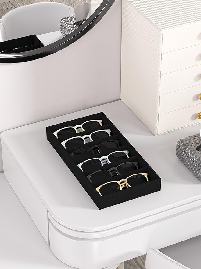Sunglass Organizer Tray,Eyeglass Storage for Multiple Glasses,Jewelry and Sunglasses Drawer Organizer (Black 1)