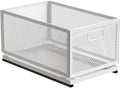 Pull-out Storage Basket Metal Frame Mesh Storage Basket Easy Access for Kitchen, Large Storage Basket 40CM Length With Slide Rail