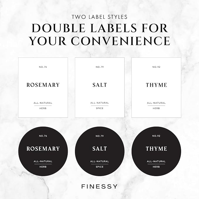 FINESSY Bamboo Glass Spice Jars with Labels and Shaker Lids Clear Empty 4oz 24 Pack Bottles Set, Glass Spice Containers with Labels, Seasoning Organizer Jars