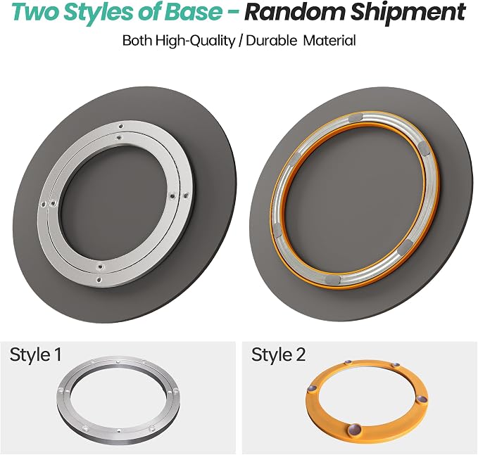 15.7" Lazy Susan Turntable – 360° Sinteredstone Silent Anti-Slip Turntable, Table Top Centerpiece for Kitchen, Pantry, Spice Rack, Refrigerator & Dining Table, Black