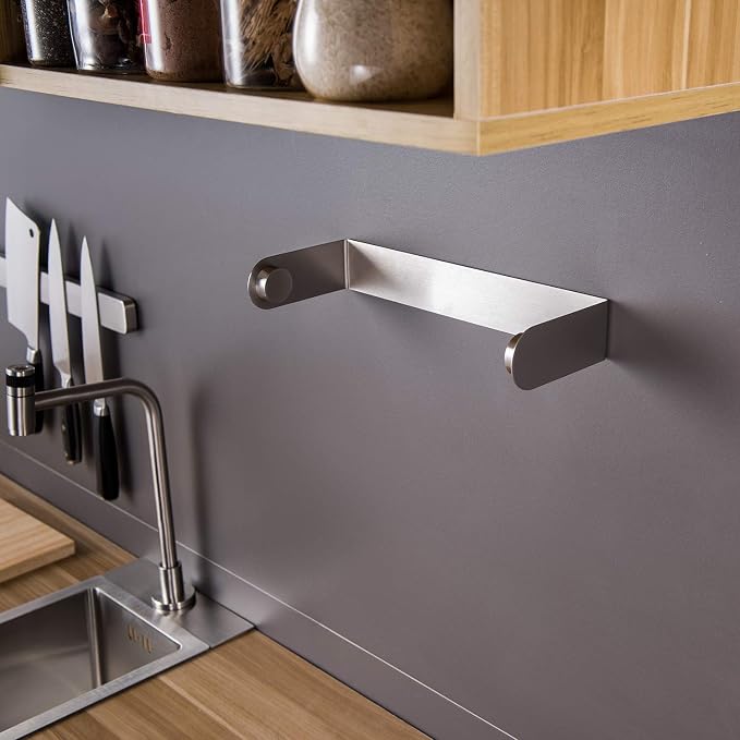 ZUNTO Paper Towel Holder Under Cabinet Self Adhesive Paper Towel Rack (No Drilling), Stainless Steel Wall Mount Paper Towel Holder, Rustproof, Easy Tear | Vertical or Horizontal, No Drilling for Kitchen, Rustproof Stainless Steel Rack, Stick on Wall fo...