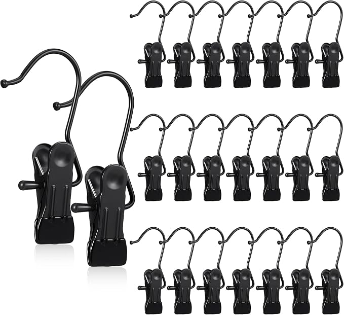 Hotop 36 Pieces Boot Hanger Clips for Closet, Laundry Hanging Hooks Heavy Duty Clips Boot Holder Portable Single Hooks Space Saving for Pants Jeans Clothes Hats Tall Towels (Black)