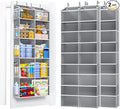 2 Pack 5-Tier Over The Door Organizer with 10 Side Mesh Pockets & Clear Windows, 80 lbs Weight Capacity Hanging Storage for Bathroom, Bedroom, Nursery, Kitchen, Organize Shoes, Diapers(Clear Grey)