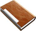 Padike Business Card Holder, Business Card Case Professional PU Leather & Stainless Steel Multi Card Case,Business Card Holder Wallet Credit Card ID Case/Holder for Men & Women. (V-Brown)