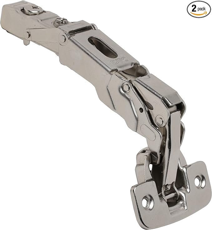 2 Pack DTC Wide Angle Corner Lazy Susan Pantry Self Closing 155 Degree Kitchen Cabinet Door Hinge C80A605, Nickel Plated Finish (Base Mounting Plate Sold Separately)