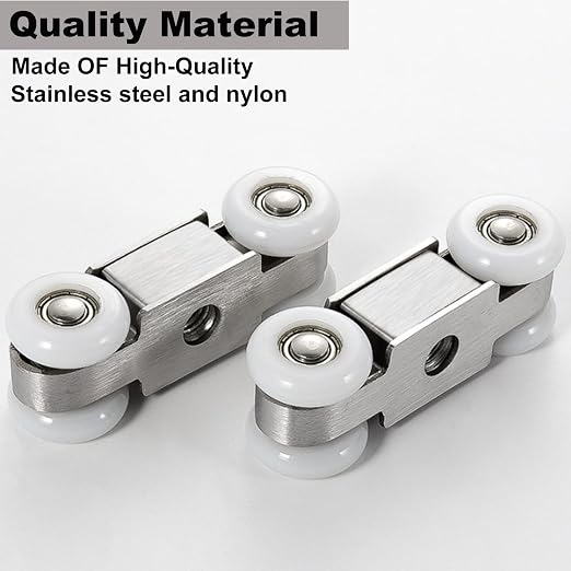 AWEN 2pcs 4-Wheel Stainless Stee Hanging Wheel Suitable fo Sliding Doors in Halls and Kitchen cabinets wadrobe Sliding Door（Wheel 23mm/0.9"）