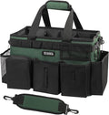 SCAVATA Wearable Cleaning Caddy Bag, Cleaning Caddy Supplies Organizer with Handle & Shoulder Straps for Housekeepers, Under Sink & Car Cleaning Tool Organizers with 4 Foldable Divider (TreeGreen)