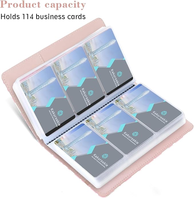 Floral Business Card Book Holder Organizer for Women, 240 Card Capacity, Stylish Name Card and Credit Card Holder for Professionals (Cow-Pink)