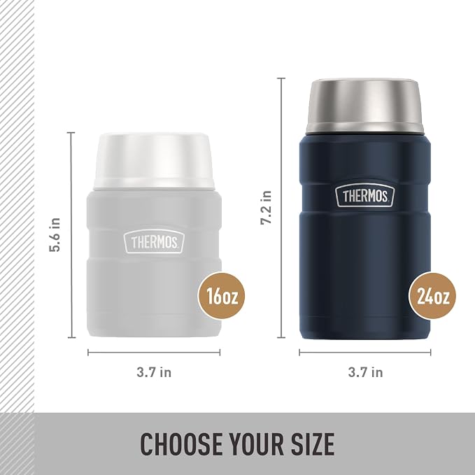 THERMOS Stainless King Vacuum-Insulated Food Jar, 24 Ounce, Matte Midnight Blue