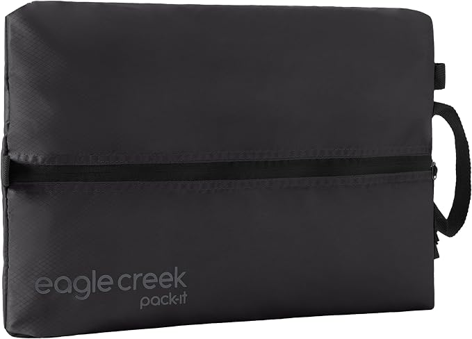 Eagle Creek Pack-It Isolate Shoe Sack - Breathable Shoe Sack for Travel - Lightweight & Portable - Washable - Water-Resistant - Easy-Grab Zipper - Top Handle - Black