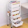 Rolling Cart with Drawers, Rolling Storage Cart with 6 Large Plastic Drawers & Wooden Tabletop, Utility Cart with Pegboards & Basket, Storage Drawers Cart for Living Room, Classroom, Bedroom, Office