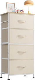 WLIVE Dresser with 4 Drawers, Storage Tower, Organizer Unit, Fabric Dresser for Bedroom, Hallway, Entryway, Closets, Sturdy Steel Frame, Wood Top, Easy Pull Handle, Cream White