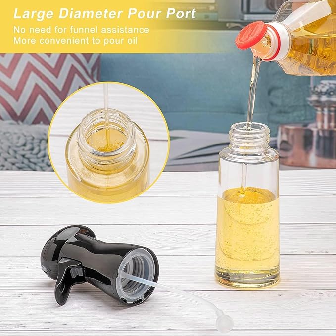 Olive Oil Sprayer for Cooking , 200ml Glass Oil Dispenser Bottle Spray Mister , Refillable Food Grade Oil Vinegar Spritzer Sprayer Bottles for Kitchen, Air Fryer, Salad, Baking,Gifts for Mom Dad