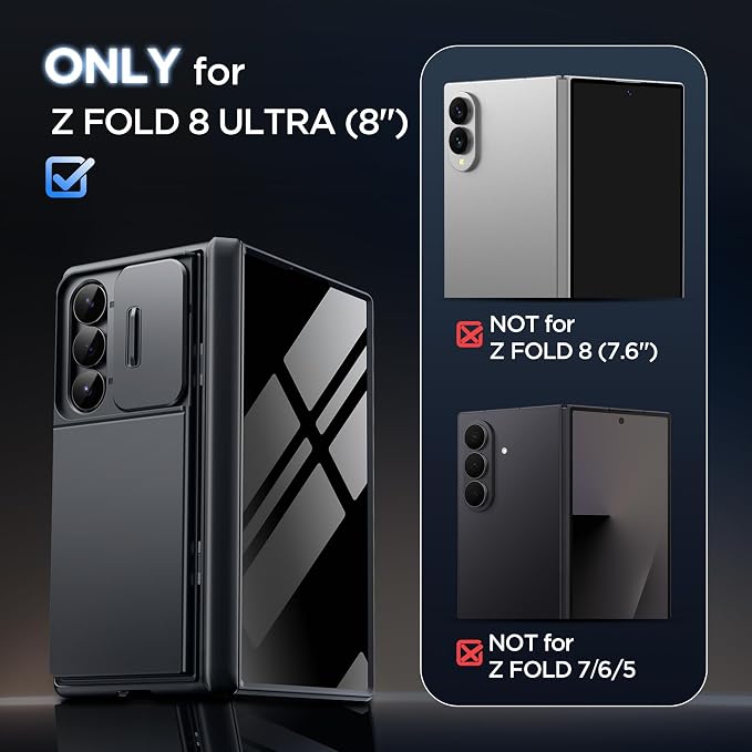 TONGATE Wallet for Z Fold 8 Ultra Case with Privacy Film & Stand, Black | 4-Card Holder, Anti Spy, Camera Cover, Full Hinge Protection Phone Case for Galaxy Z Fold 8 Ultra Office Business Outdoor
