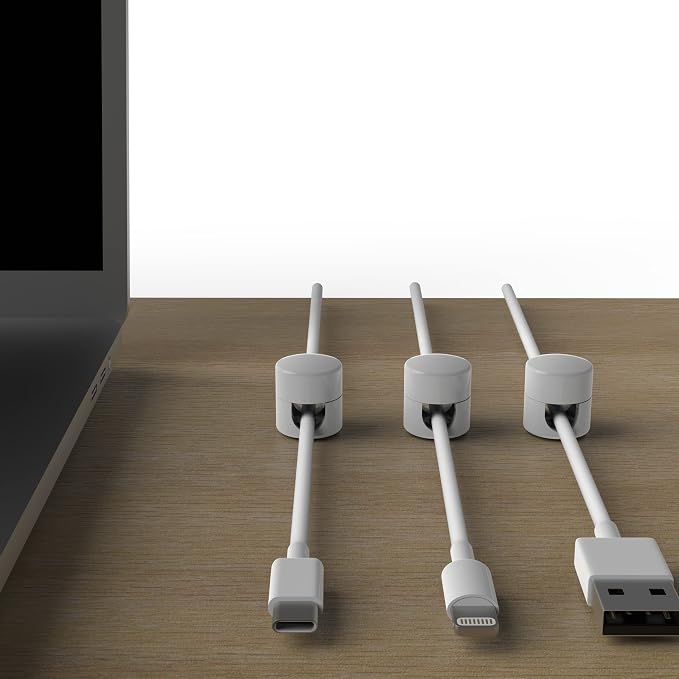 ICONIT Cable Anchors for Desk Organization White | Premium Aluminum Cord Organizers | Charger + Cable Management Clips for Home & Office | Stylish, Sturdy, & Functional | (3 Pack)