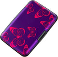 Credit Card Holder, Metal Card Wallet RFID Blocking Mini Slim Aluminum Business Hard Card Case for Women Men (Purple Butterfly)