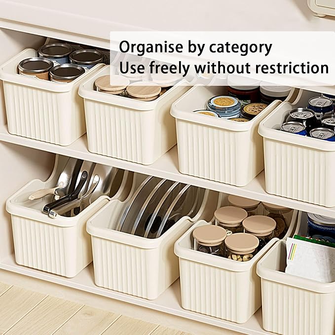 Pull Out Cabinet Organizer Bin with Roll Wheels, Kitchen Bathroom Cabinet Under Sink Organizer and Storage, Multi-Use Cabinet Organizer Basket for Pantry Shelves
