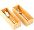 Umilife Bamboo Kitchen Drawer Organizer, Extra High Silverware Tray, Flatware Cutlery Storage Box, Multi-Use Holder in Office, Bathroom, Pantry - 9"x3"x2.5" (Set of 2)