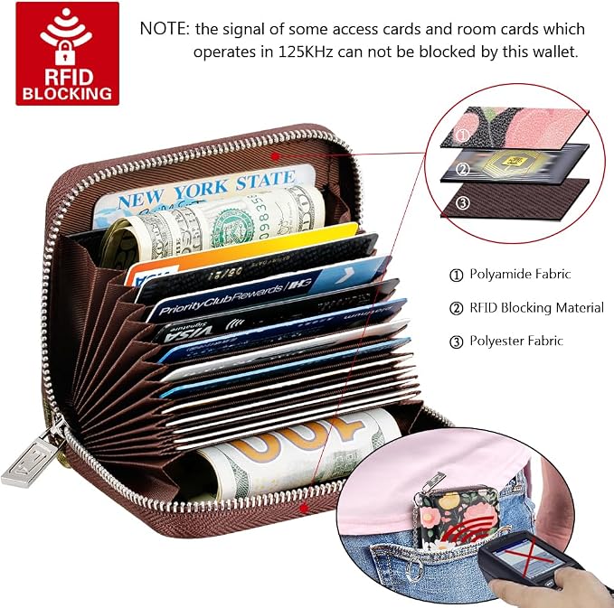 FurArt Zipper Wallet Women, RFID Blocking Credit Card Wallet, Business Card Holder, Compact Size KeyChain Wallet