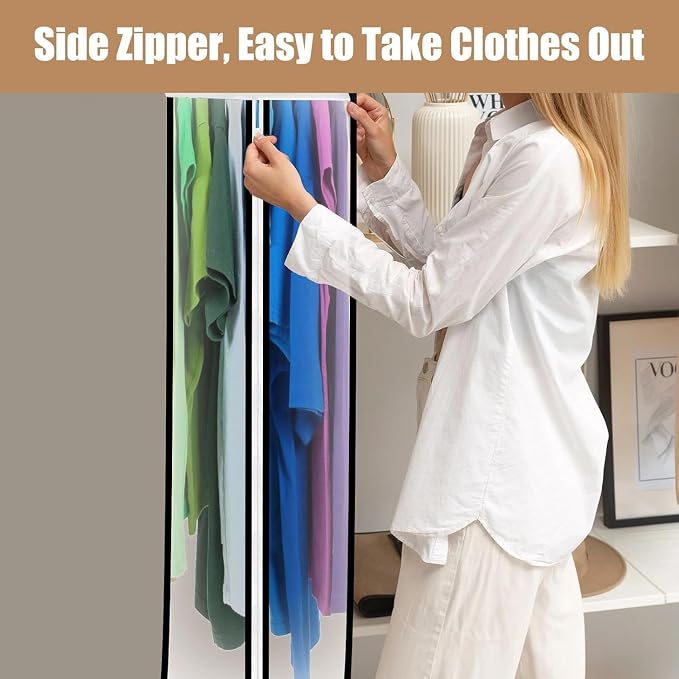 3 Pack 60" All Clear Garment Bags for Hanging Clothes Storage, 10" Gusseted Large Capacity Garment Rack Cover, Large Hanging Clothing Bag for Dress Gowns, Coats, Suit, Down Jacket