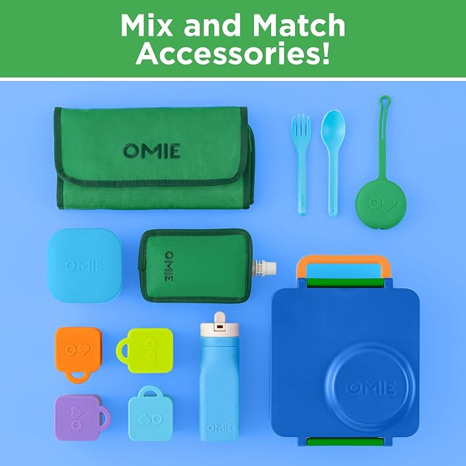 Omie OmieBox Kids Insulated Leakproof Bento Lunch Box with Food Jar (Monster Blue)