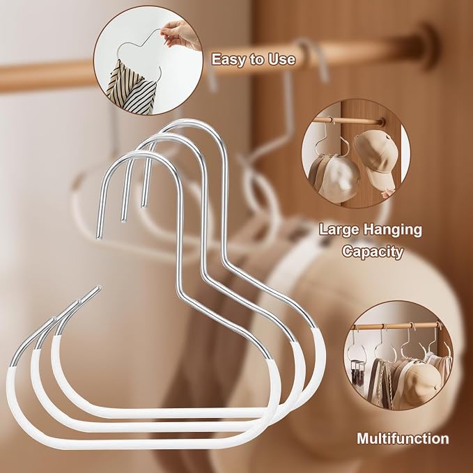 16 Pack Scarf Hangers, Non-Slip Metal Closet Organizers with Grip | Metal Ring Hangers Scarf Storage Organizer with Non-slip Coating for Hanging Scarves Belts Hats Purses Ties and Tank Tops