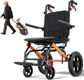 Wheelchairs for Adults,Transport Wheelchair Lightweight Foldable with Removable Cushion,Ergonomic Transfer Chair with 12-inch Rear Wheels for All Terrains,Travel Wheelchair