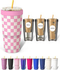 Frost Buddy Togo Buddy 30oz Tumbler - Spill-Proof Flip Lid (Pink Checkered)