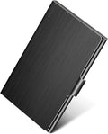 MaxGear Metal Business Card Holder for Men & Women, Professional Stainless Steel Card Case for Business Cards, Slim Purse Name Card Holders with Interior Lining, Buckle Style Shut, Black