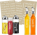 138 Oil and Vinegar Labels for Bottles, White Script Clear Preprinted Condiments Stickers for Squeeze Dispensers Kitchen Pantry Organization, Waterproof & Oil-Proof