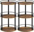 YATINEY Spice Rack, Set of 2 Lazy Susan Organizer, 3-Tier Turntable Organizer For Cabinet, Compact and Versatile, for Kitchen Countertop, Rustic Brown SR23L2BR