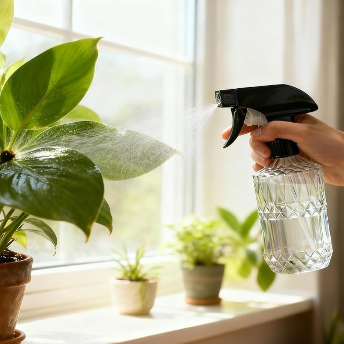 Clear Glass Handheld Spray Bottle, 2pack | 15oz Refillable Adjustable Nozzle Spray Bottle, Multi-Use Mist Sprayer for Plants, Hair, Cleaning, Gardening and Pet Care