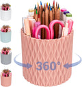 Pencil Holder - 360° Rotation, 5 Slot Desk Supplies For Women Office Aesthetic. Pencil Holder For Office&School, Desk Accessories(Pink)