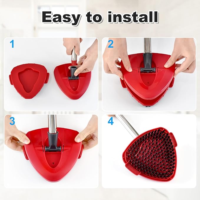 Mop Scrub Brush Head for O-Cedar EasyWring, Scrubber Mop Attachment 2-Pack | Upgraded full bristles, no hollow center. Fits 1-Tank spin mop system. Fits O-cedar mop replace head scrubber grout brush
