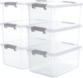 CITYLIFE 6 Packs 17 QT Plastic Storage Bins with Lids Large Stackable Storage Containers for Organizing Clear Storage Box for Garage, Closet, Classroom, Kitchen
