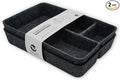 Welaxy 2-piece Junk Drawer Organizer bin 4 Compartments Office home dorm 2 dividers Felt Trays Drawers Multi-Purpose Storage (Charcoal x 2)