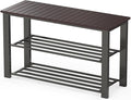 Simple Houseware Wood Top Shoe Storage Bench for Entryway, Dark Brown