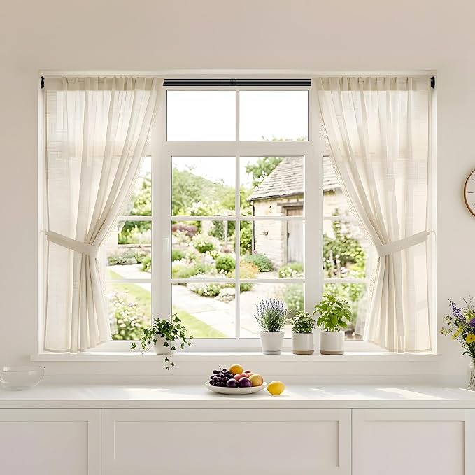 1Pack Tension Rods 31-76 Inch, Spring Loaded Curtain Rods Non-slip, Expandable Curtain Rod Tension No Drilling, Curtain Tension Rod For Window, Doorway, Kitchen, Tension Curtain Rod Black