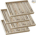 Large Stackable Jewelry Tray 4 Pack Velvet Jewelry Display Drawer Inserts Trays Organizer for Earring Bracelet Necklace Ring (Beige, 17 Grids)