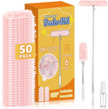 50 PCS Duster Refills with 6 FT Extendable Handle, Heavy Duty Duster Refills Kit Compatible with Swiffer, 360 Disposable Microfiber Duster Pads for Ceiling Fan, Blind & Hard to Reach Areas Cleaning
