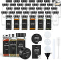 Spice Jars with Label, 36pcs 4oz Glass Spice Jars with Black Lids, Square Spice Containers with 304 Labels and Shaker Inserts, Empty Seasoning Bottles for Drawer, Cabinet, Seasoning Organizer