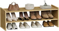 2 Tier Bamboo Shoe Rack, Extended Wood Shelf for Closet | Extended length fits more pairs. 6.7in height holds boots. Versatile for plants, books, sundries.