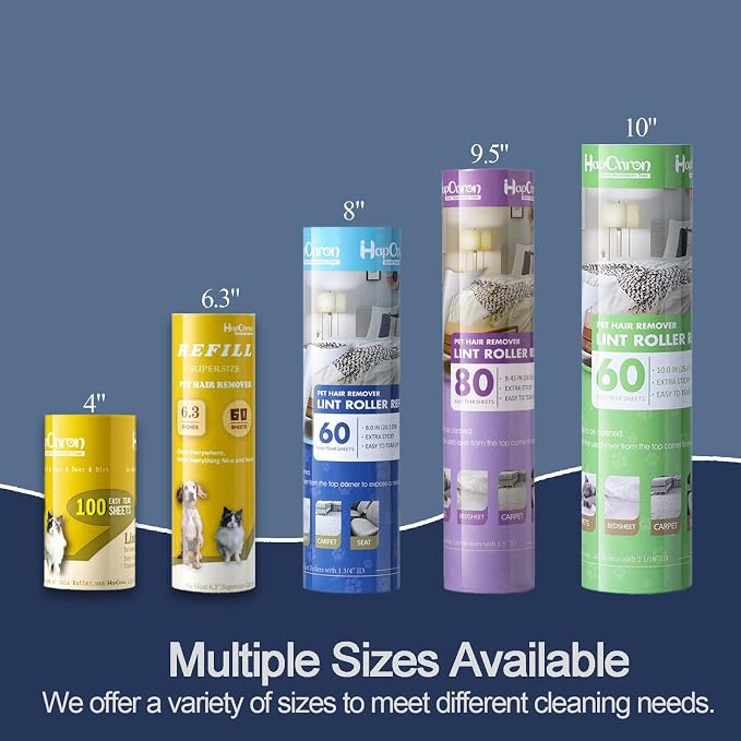 Lint Roller Refills 8", 240 Sheets, for Scotch-Brite, Extra Sticky | 4-pack, 60 sheets each. Easy tear-off. Fits 8" rollers with 1.75" core. for pet hair, dust, lint on clothes, sofas, and cars.