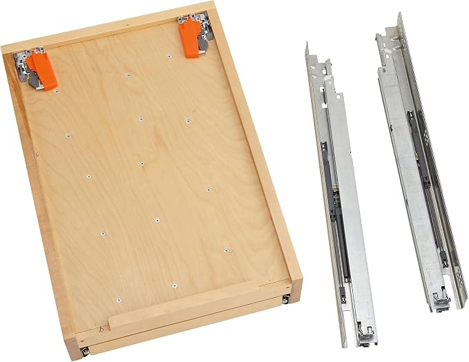 Rev-A-Shelf Maple Two-Tier Cutlery Replacement Drawer System w/BLUM Soft-Close for Face Frame Base Kitchen Cabinets, Kitchen Drawer Organizer, Min Opening Width of 21", 4WTCD-24HSC-1