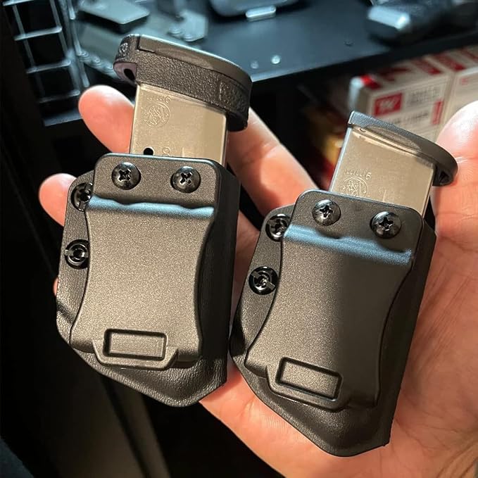 2 Pack IWB/OWB Mag Carrier Fits:9mm/.40 |.45ACP Double/Single Stack | for Right & Left Hand Ambidextrous Concealed Carry Magazine Holster