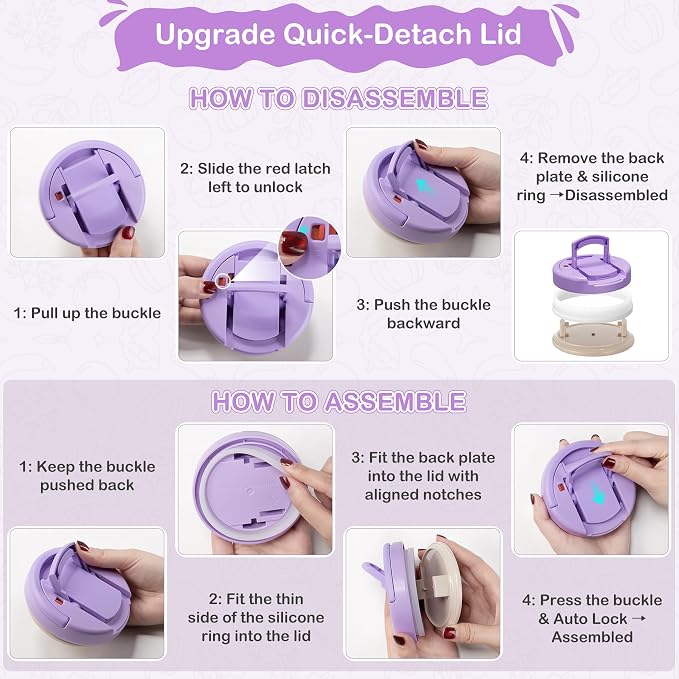MAXSO 14oz Vacuum Insulated Food Jar with Spoon Buckle Lid, Kids Soup Thermo for Hot Food Wide Mouth Leakproof Stainless Steel Lunch Container - Purple